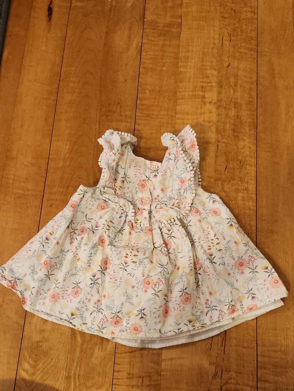 Tommy Bahama White Floral Ruffle Baby Dress with Pink & Yellow Flowers
